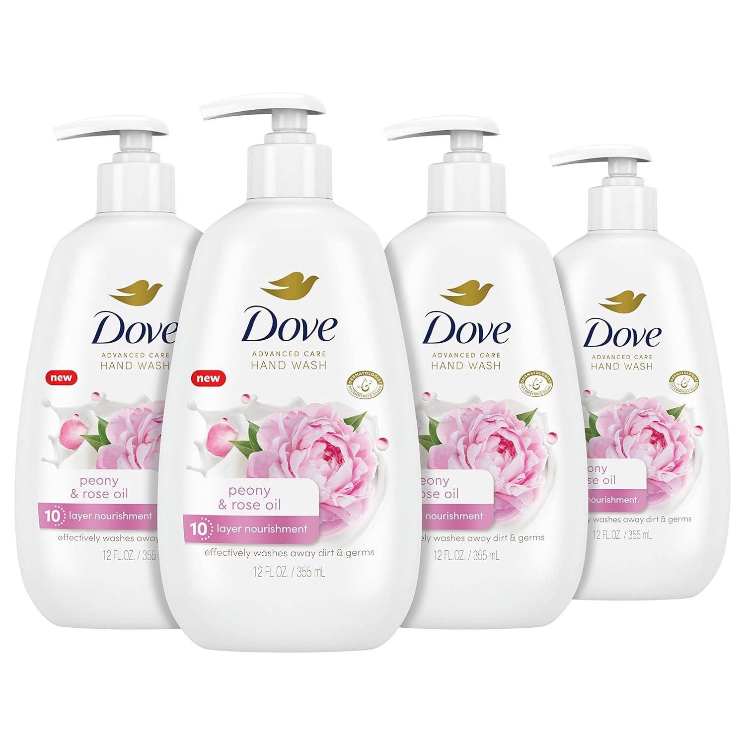 imageDove Advanced Care Hand Wash Deep Moisture 4 Count for Soft Smooth Skin More Moisturizers than the Leading Ordinary Hand Soap 12 oz12 Fl Oz Pack of 4