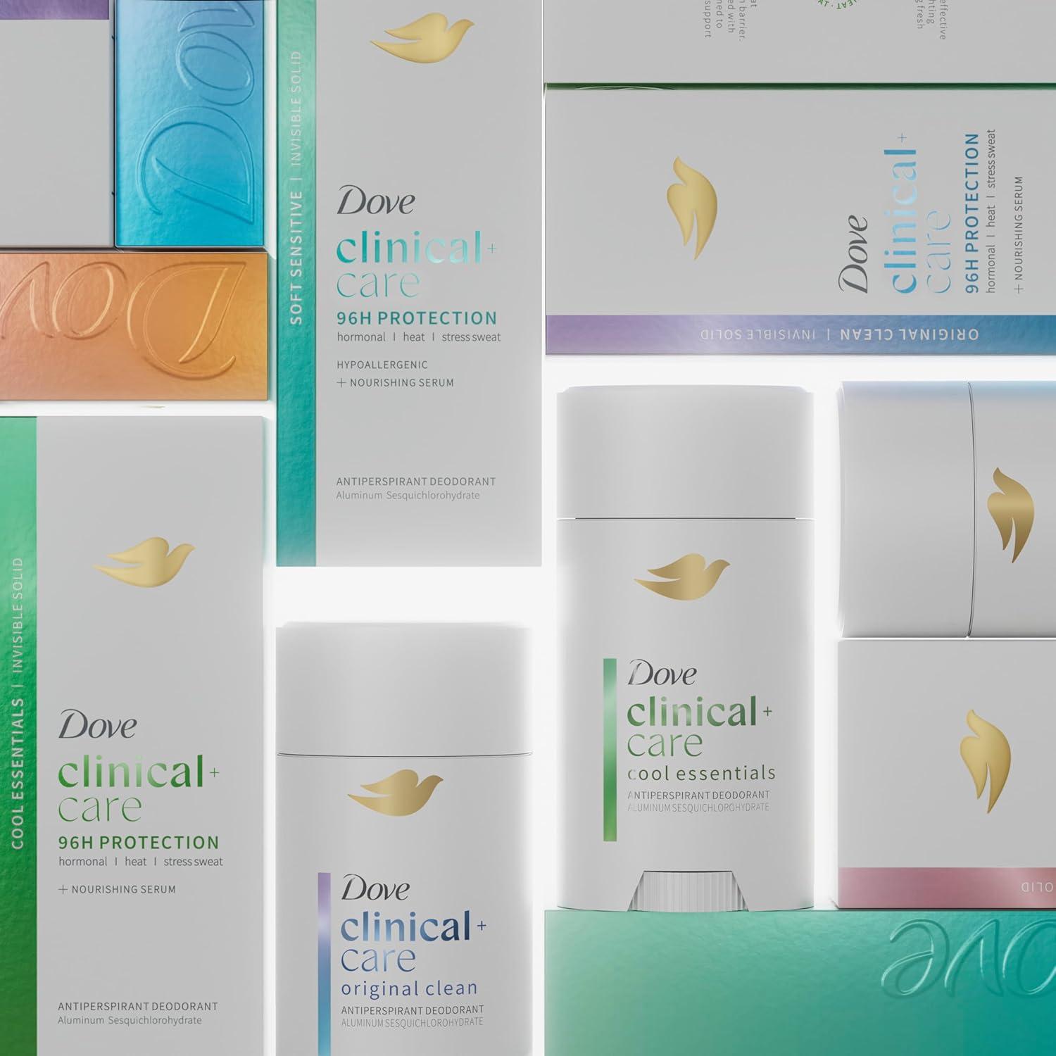 imageDove Clinical Care Antiperspirant Deodorant Invisible Solid Stick for Women Cool Essentials with Nourishing Serum 26 oz