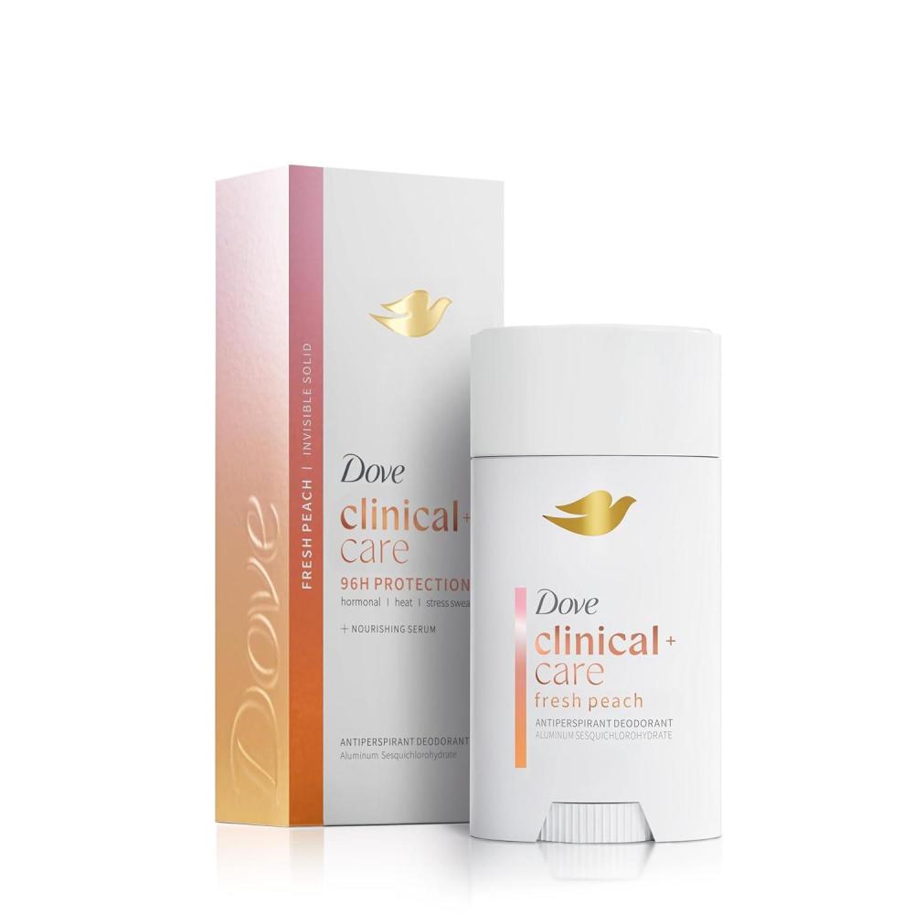 imageDove Clinical Care Antiperspirant Deodorant Invisible Solid Stick for Women Fresh Peach with Nourishing Serum 26 oz