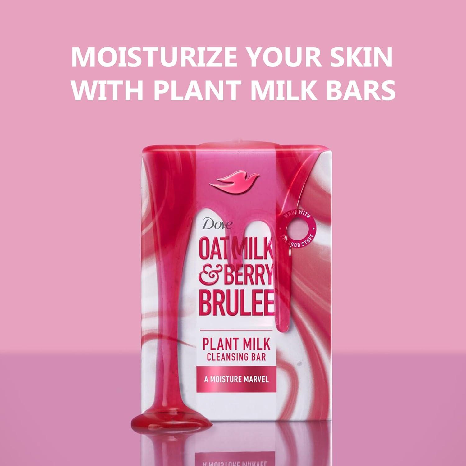 imageDove Plant Milk Cleansing Bar Soap Oat Milk amp Berry Brulee Moisture Marvel 4 Count for Moisturized Skin Gentle Cleanser No Sulfate Cleansers or Parabens 98 Biodegradable Formula 5 ozOatmilk Berry Brulee
