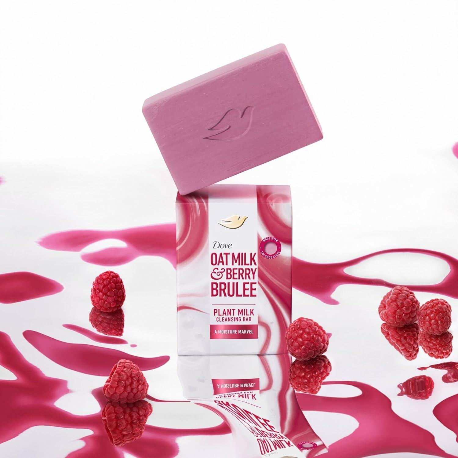 imageDove Plant Milk Cleansing Bar Soap Oat Milk amp Berry Brulee Moisture Marvel 4 Count for Moisturized Skin Gentle Cleanser No Sulfate Cleansers or Parabens 98 Biodegradable Formula 5 ozOatmilk Berry Brulee