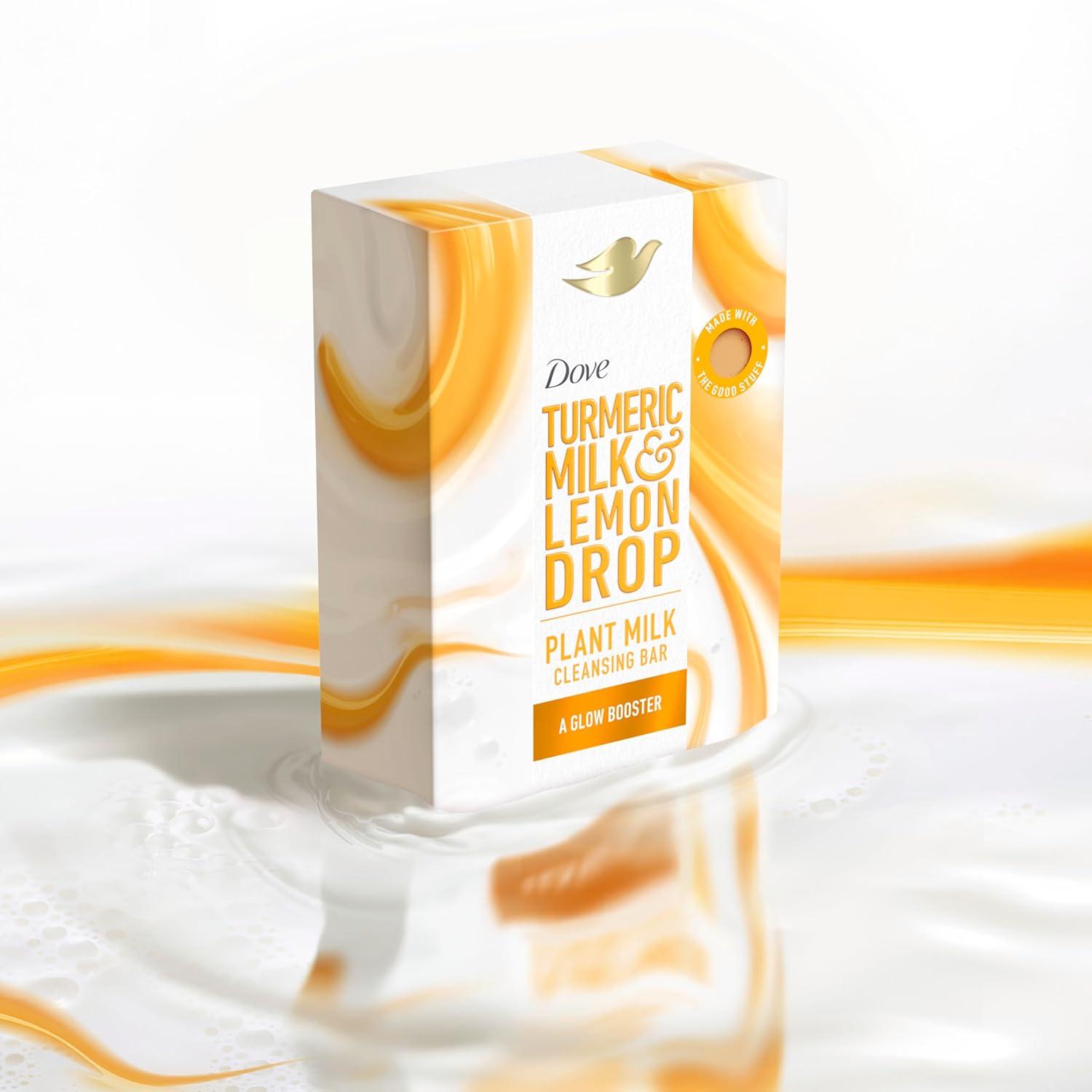 imageDove Plant Milk Cleansing Bar Soap Turmeric Milk amp Lemon Drop Glow Booster 4 Count for Moisturized Skin Gentle Cleanser No Sulfate Cleansers or Parabens 98 Biodegradable Formula 5 oz5 Ounce Pack of 8