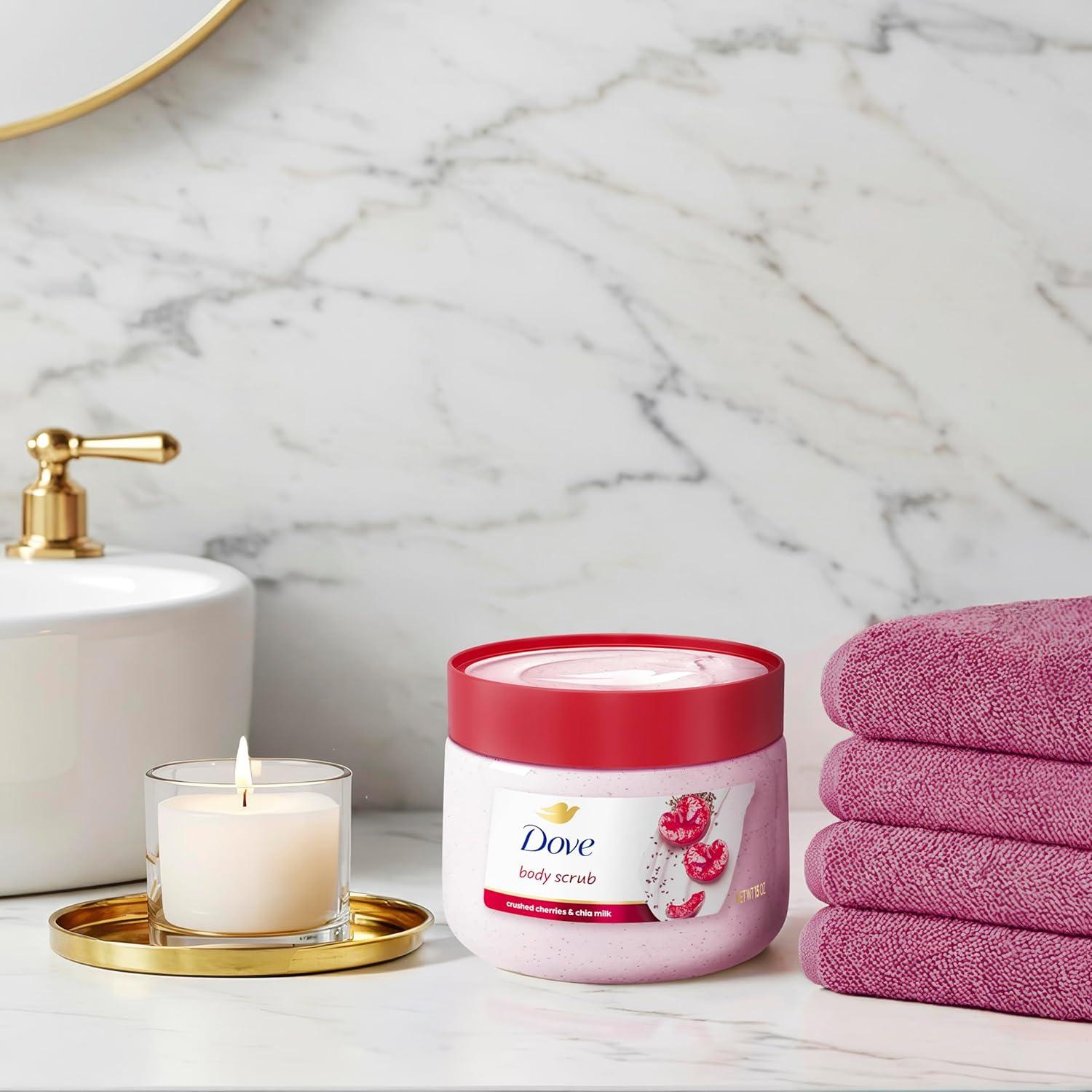imageDove Pomegranate amp Shea Butter Body Scrub Exfoliates and Deeply Nourishes for Smooth Radiant Skin 15 ozCherry Chia