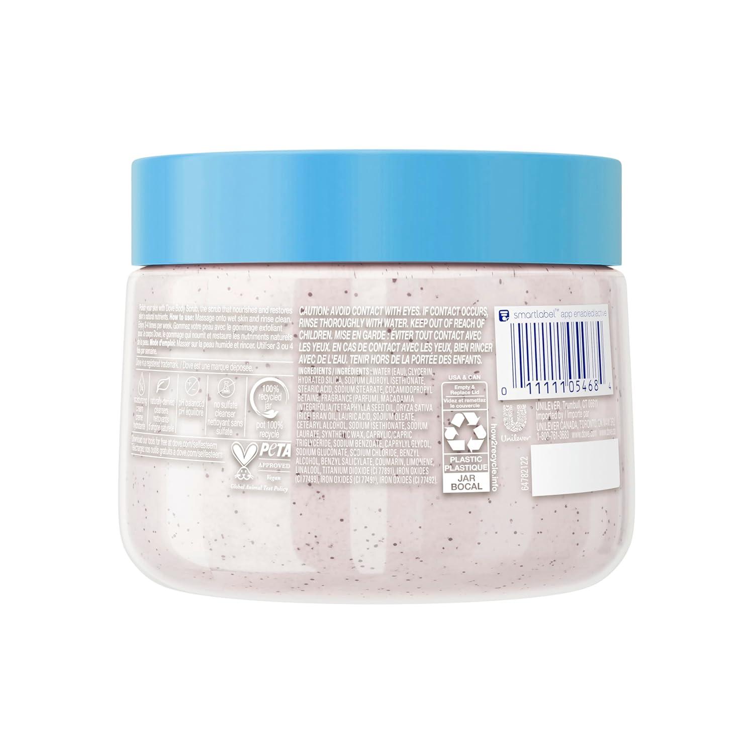 imageDove Pomegranate amp Shea Butter Body Scrub Exfoliates and Deeply Nourishes for Smooth Radiant Skin 15 ozMacadamia Rice Milk