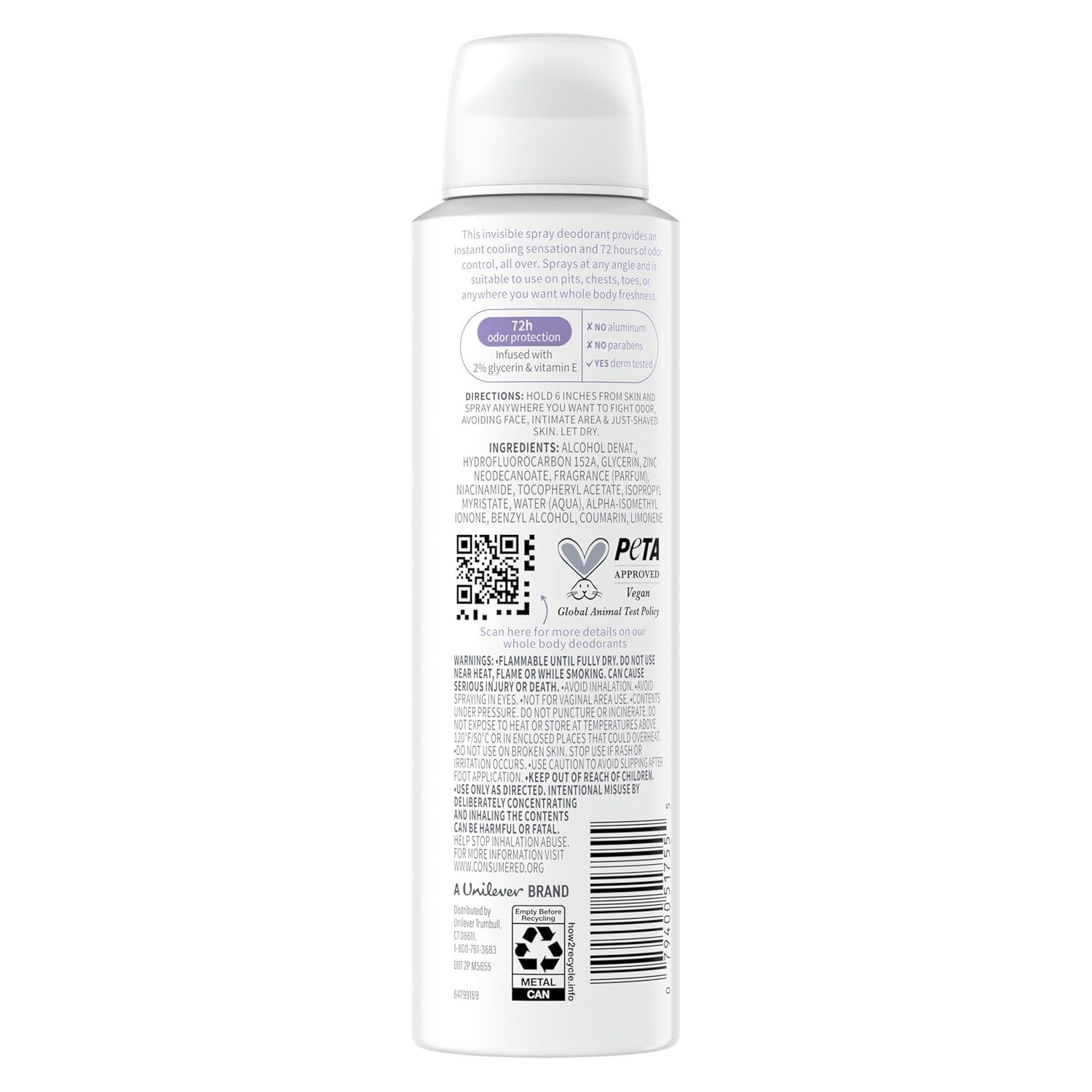 imageDove Whole Body Deodorant Cooling Spray Peach amp White Tea Aluminum Free 4ozCoconut Vanilla