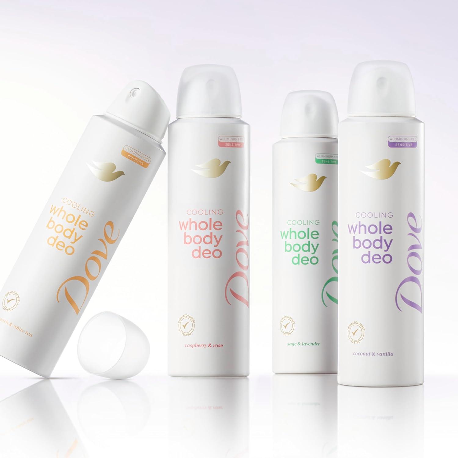 imageDove Whole Body Deodorant Cooling Spray Peach amp White Tea Aluminum Free 4ozCoconut Vanilla