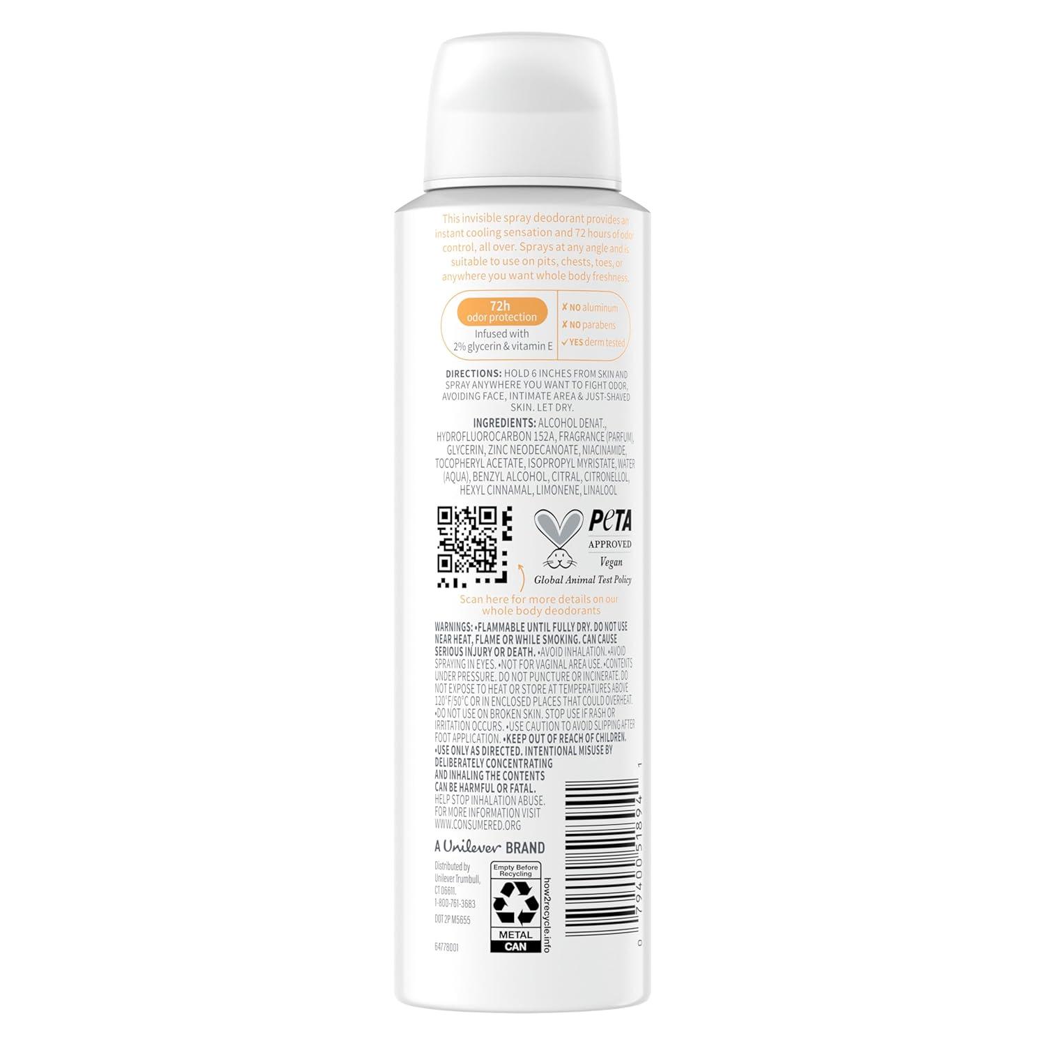 imageDove Whole Body Deodorant Cooling Spray Peach amp White Tea Aluminum Free 4ozPeach White Tea