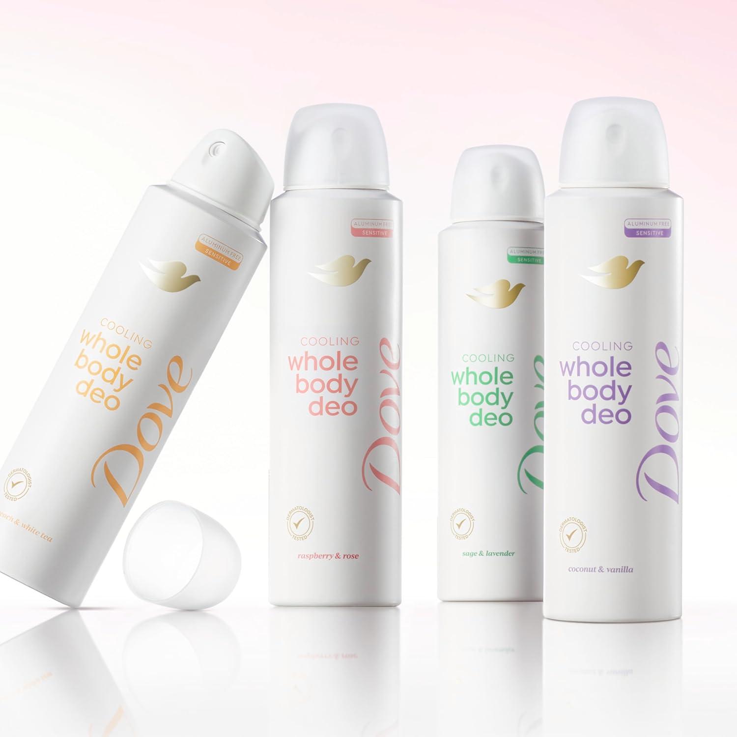 imageDove Whole Body Deodorant Cooling Spray Peach amp White Tea Aluminum Free 4ozRaspberry Rose