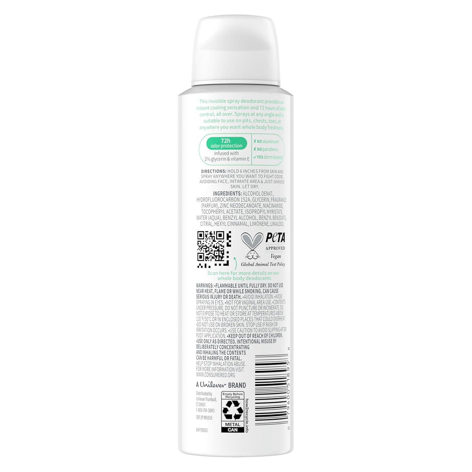 imageDove Whole Body Deodorant Cooling Spray Peach amp White Tea Aluminum Free 4ozSage Lavender