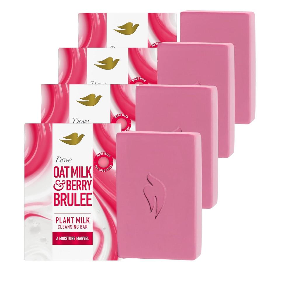 imageDove Plant Milk Cleansing Bar Soap Oat Milk amp Berry Brulee Moisture Marvel 4 Count for Moisturized Skin Gentle Cleanser No Sulfate Cleansers or Parabens 98 Biodegradable Formula 5 ozOatmilk Berry Brulee