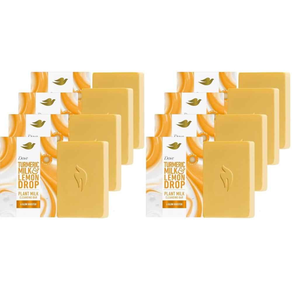 imageDove Plant Milk Cleansing Bar Soap Turmeric Milk amp Lemon Drop Glow Booster 4 Count for Moisturized Skin Gentle Cleanser No Sulfate Cleansers or Parabens 98 Biodegradable Formula 5 oz5 Ounce Pack of 8