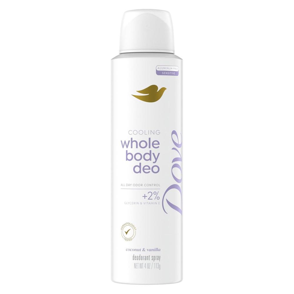 imageDove Whole Body Deodorant Cooling Spray Peach amp White Tea Aluminum Free 4ozCoconut Vanilla
