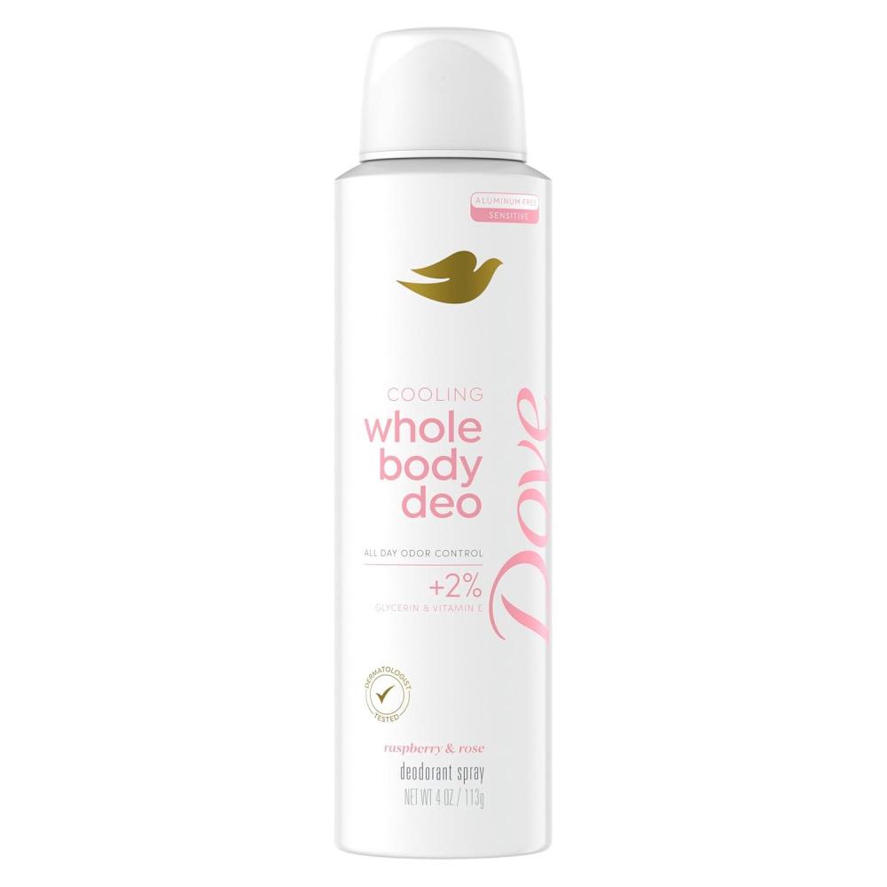imageDove Whole Body Deodorant Cooling Spray Peach amp White Tea Aluminum Free 4ozRaspberry Rose