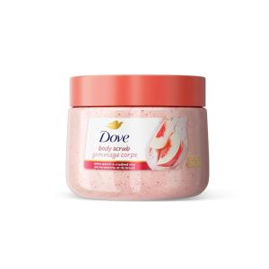 Dove Pomegranate & Shea Butter Body Scrub Exfoliates and Deeply Nourishes for Smooth, Radiant Skin 15 oz(White Peaches & Crushed Rice)