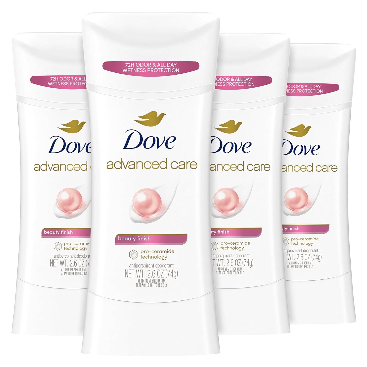 imageDove Advanced Care Antiperspirant Deodorant Stick Beauty Finish 4 Count for helping your skin barrier repair after shaving 26 oz26 Ounce Pack of 4