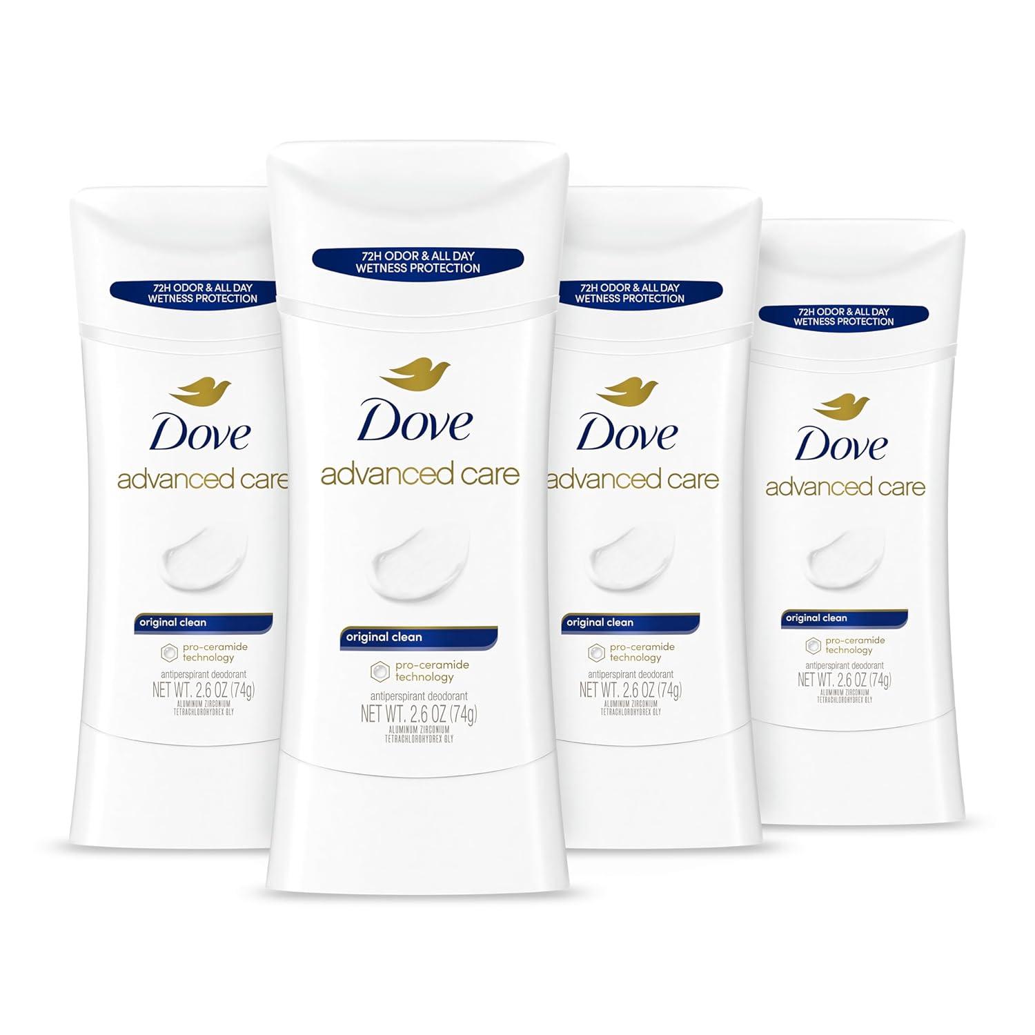 imageDove Advanced Care Antiperspirant Deodorant Stick Beauty Finish 4 Count for helping your skin barrier repair after shaving 26 oz26 Ounce Pack of 4