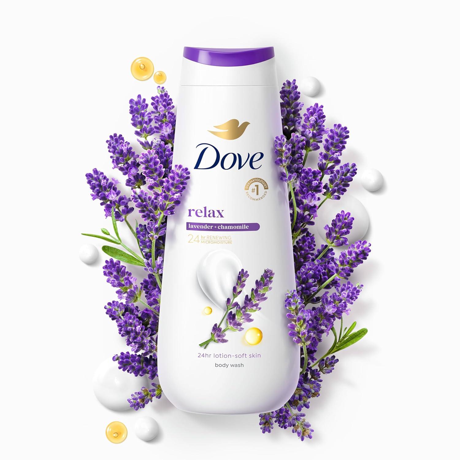 imageDove Body Wash for Softer and Smoother Skin After Just One Use Lavender Oil and Chamomile Stress Relieving and Calming 22 oz 4 CountLavender Oil Chamomile