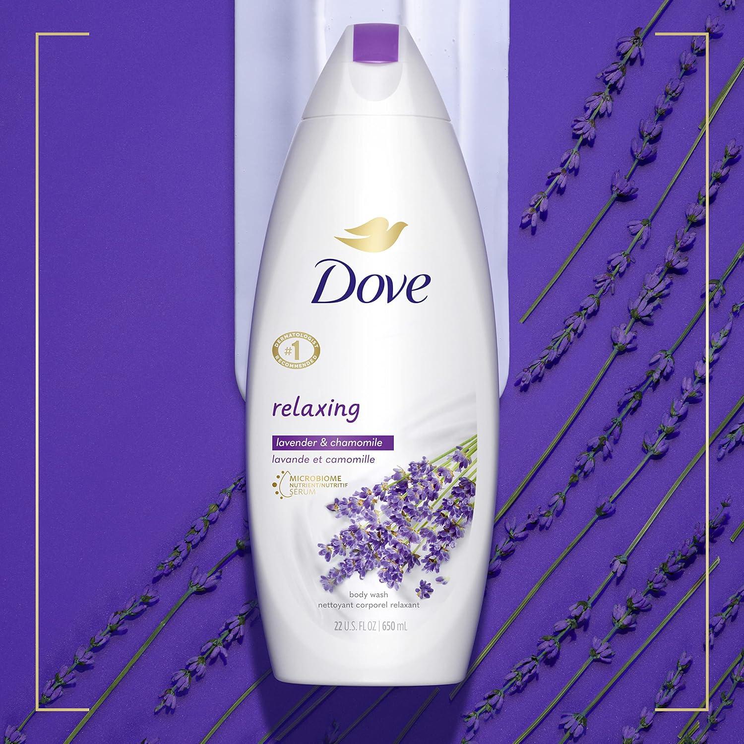 imageDove Body Wash for Softer and Smoother Skin After Just One Use Lavender Oil and Chamomile Stress Relieving and Calming 22 oz 4 CountLavender Oil Chamomile