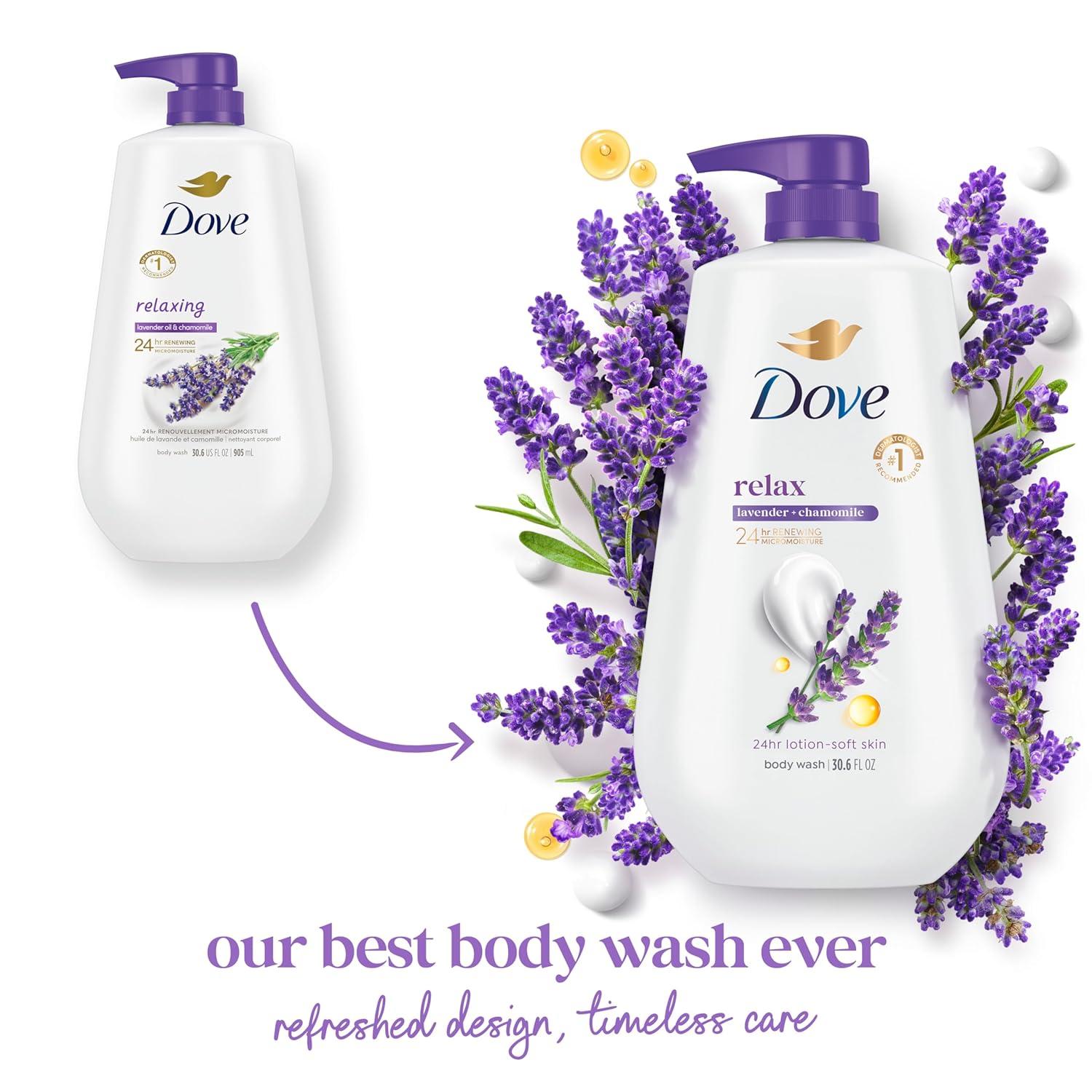 imageDove Body Wash for Softer and Smoother Skin After Just One Use Lavender Oil and Chamomile Stress Relieving and Calming 22 oz 4 CountLavender Oil Chamomile