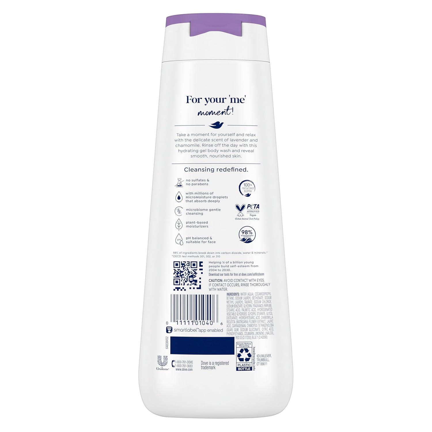 imageDove Body Wash for Softer and Smoother Skin After Just One Use Lavender Oil and Chamomile Stress Relieving and Calming 22 oz 4 CountLavender Oil Chamomile