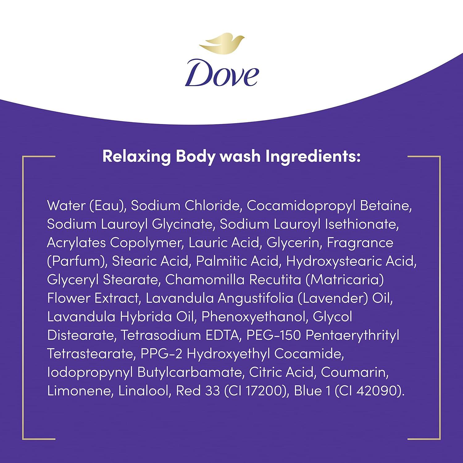imageDove Body Wash for Softer and Smoother Skin After Just One Use Lavender Oil and Chamomile Stress Relieving and Calming 22 oz 4 CountLavender Oil Chamomile