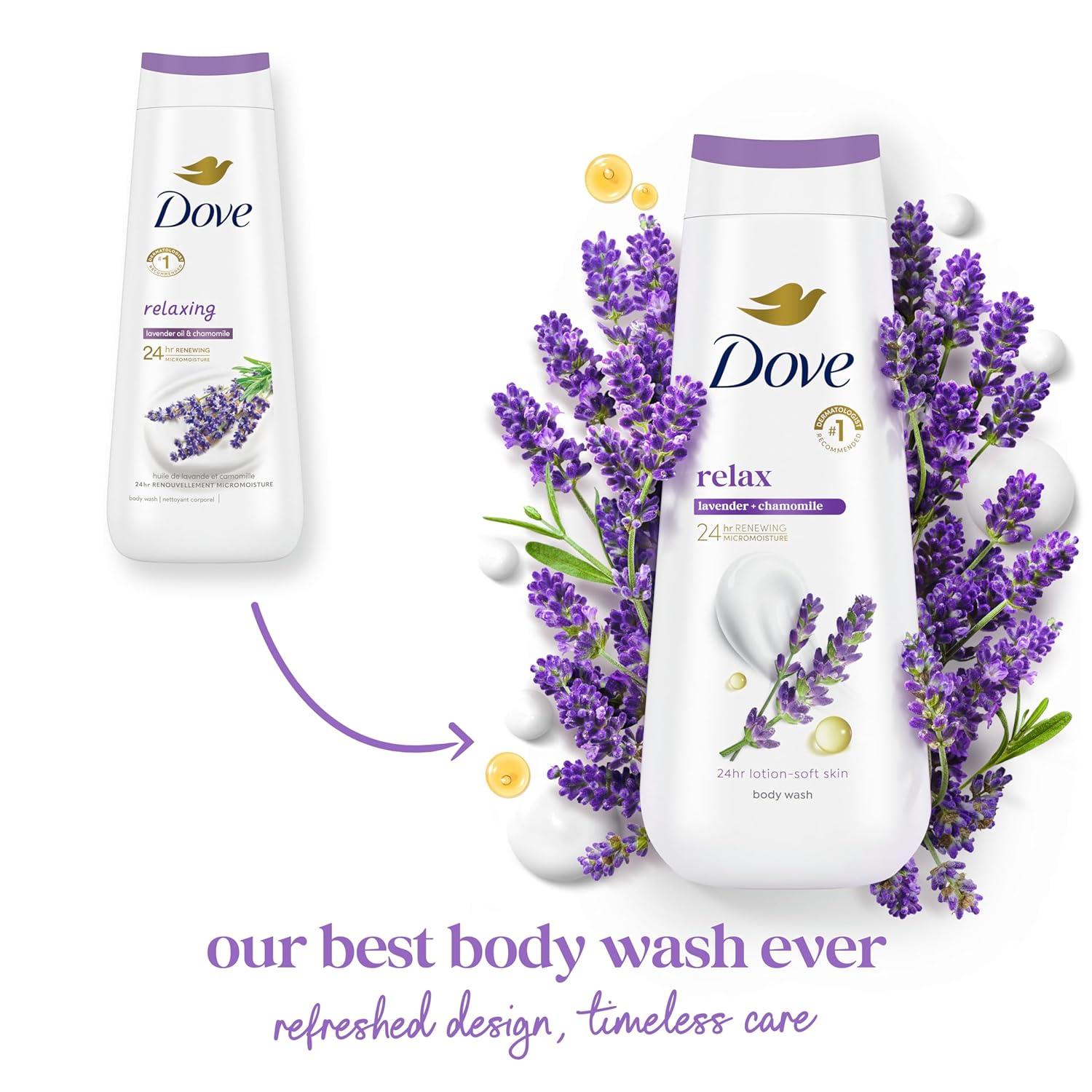 imageDove Body Wash for Softer and Smoother Skin After Just One Use Lavender Oil and Chamomile Stress Relieving and Calming 22 oz 4 CountLavender Oil Chamomile