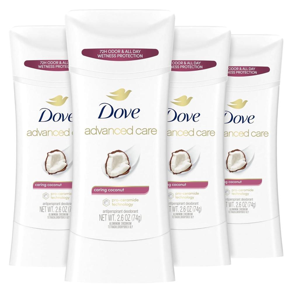 imageDove Advanced Care Antiperspirant Deodorant Stick Beauty Finish 4 Count for helping your skin barrier repair after shaving 26 oz26 Ounce Pack of 4