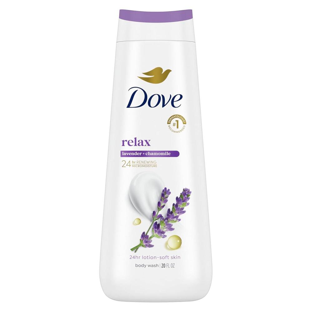 imageDove Body Wash for Softer and Smoother Skin After Just One Use Lavender Oil and Chamomile Stress Relieving and Calming 22 oz 4 CountLavender Oil Chamomile