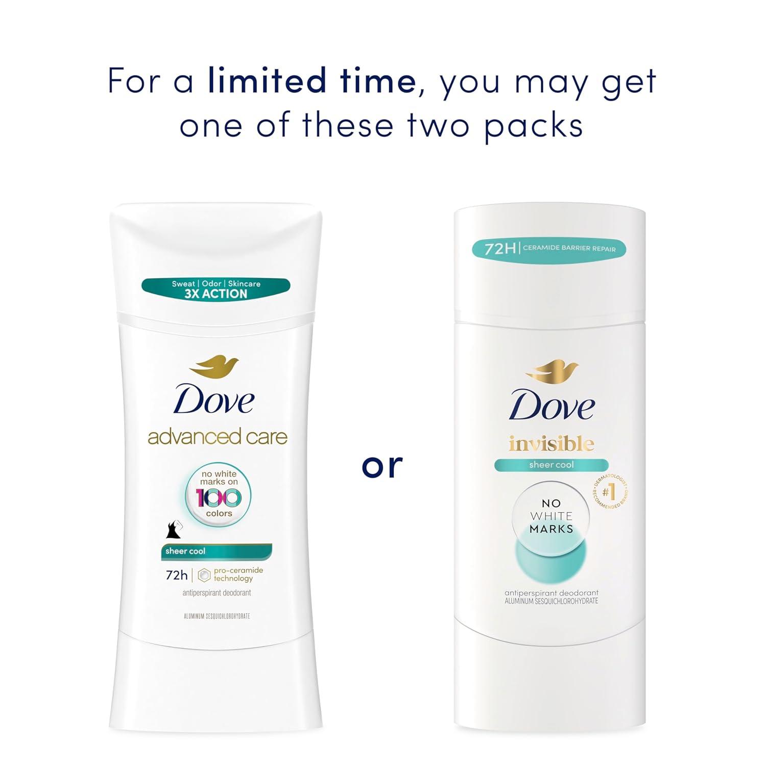imageDove Advanced Care Antiperspirant Deodorant Stick for Women Pack of 36 Clear Finish Trial and Travel Size 05 oz26 Ounce Pack of 1