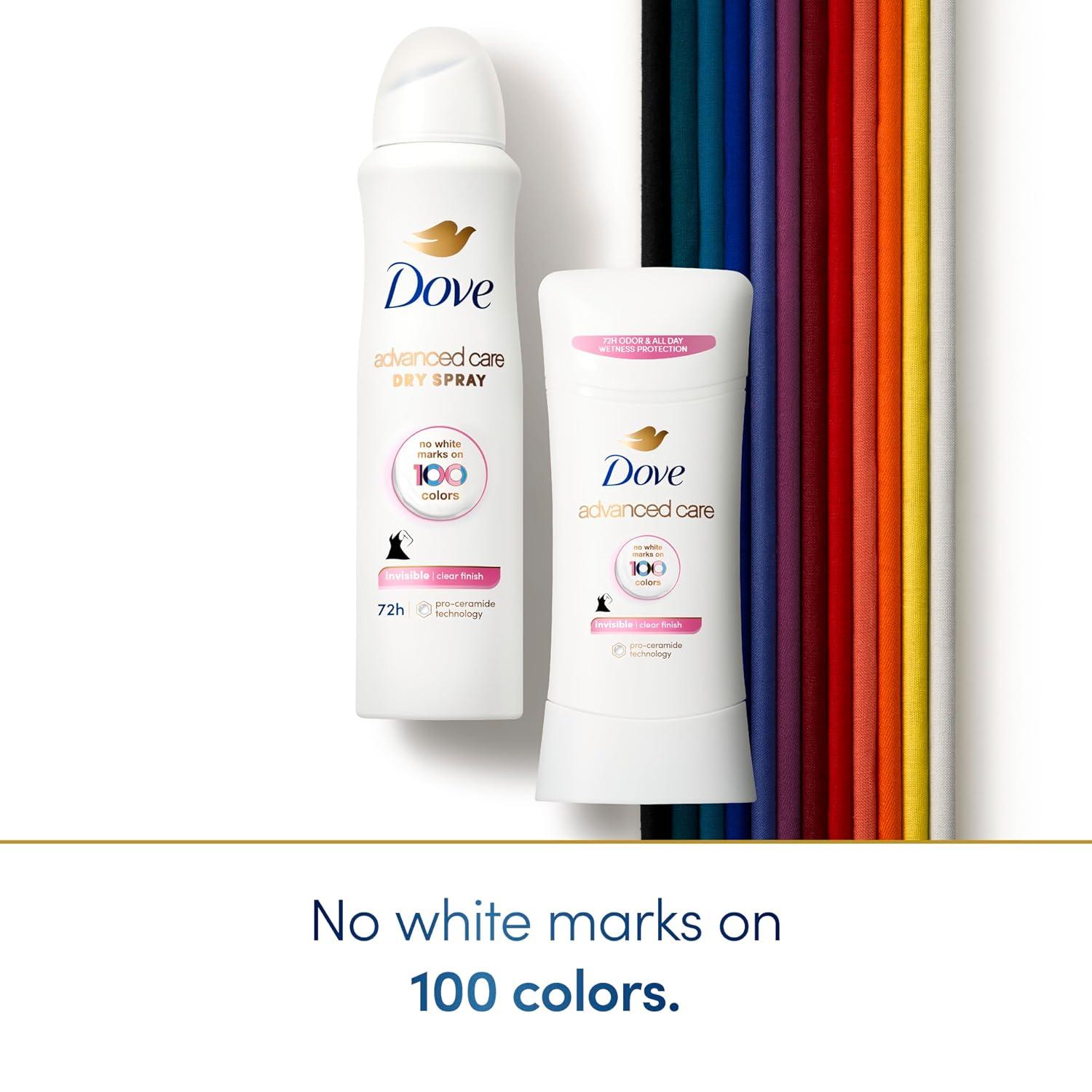 imageDove Advanced Care Antiperspirant Deodorant Stick for Women Pack of 36 Clear Finish Trial and Travel Size 05 oz26 Ounce Pack of 4