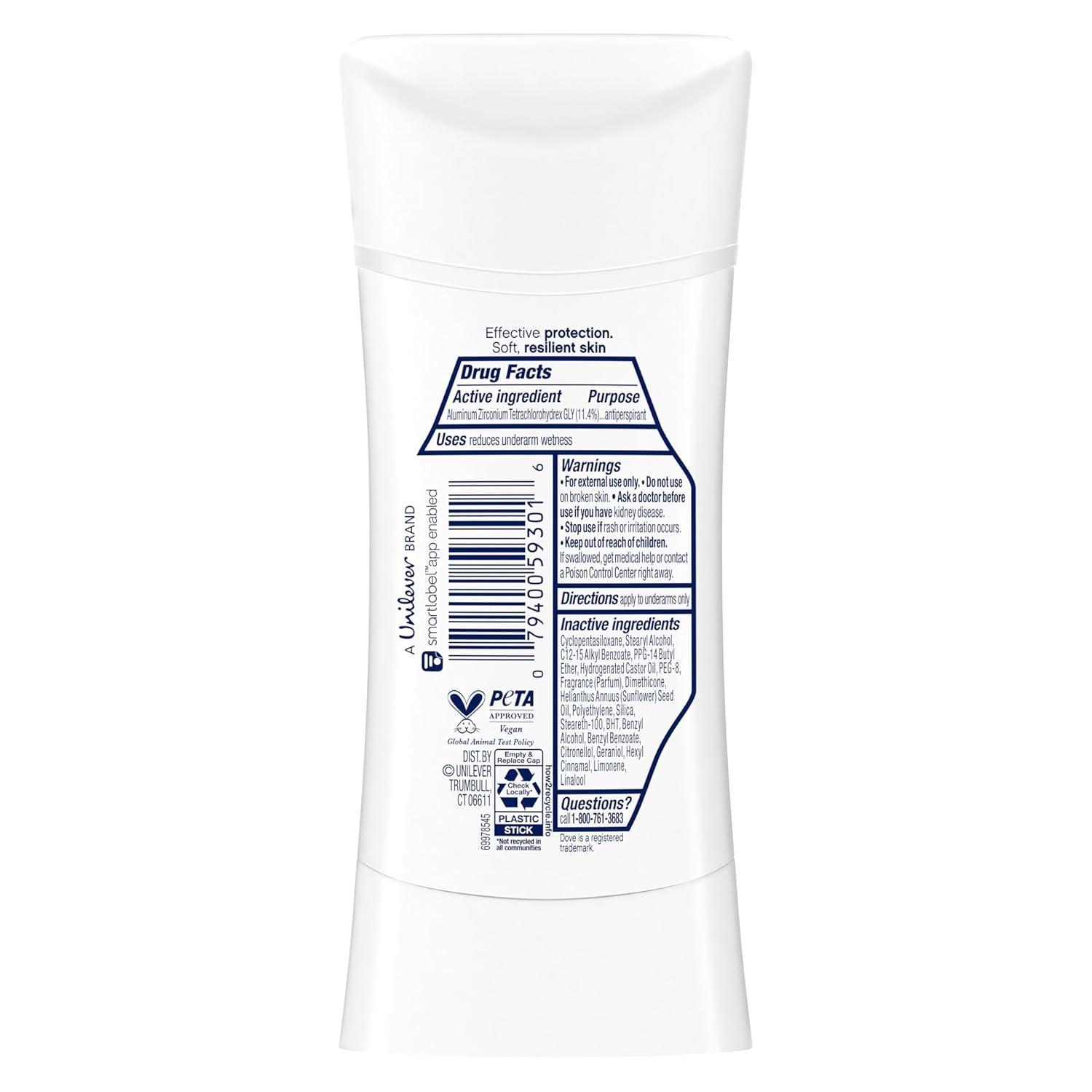 imageDove Advanced Care Antiperspirant Deodorant Stick for Women Pack of 36 Clear Finish Trial and Travel Size 05 oz26 Ounce Pack of 4