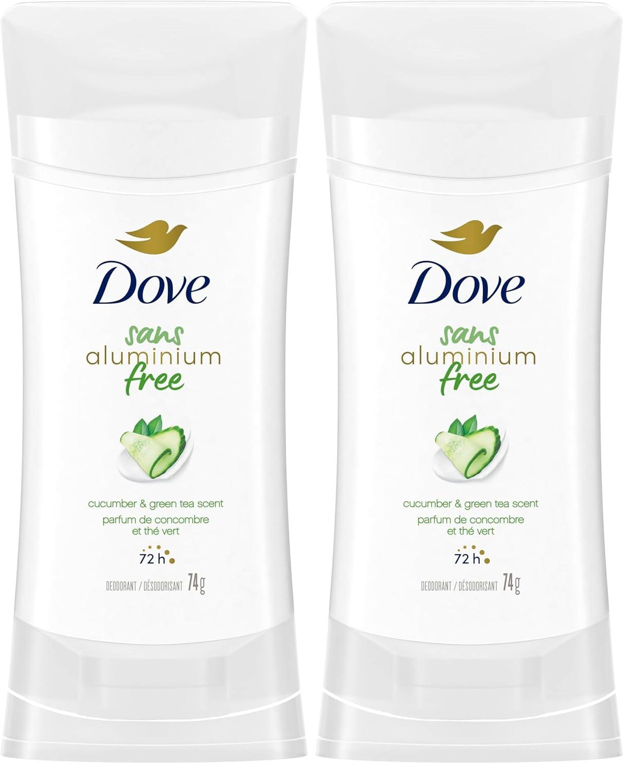 imageDove Aluminum Free Deodorant for Women 3 Count Shea Butter 72 hour odor protection 26 ozCucumber and Green Tea