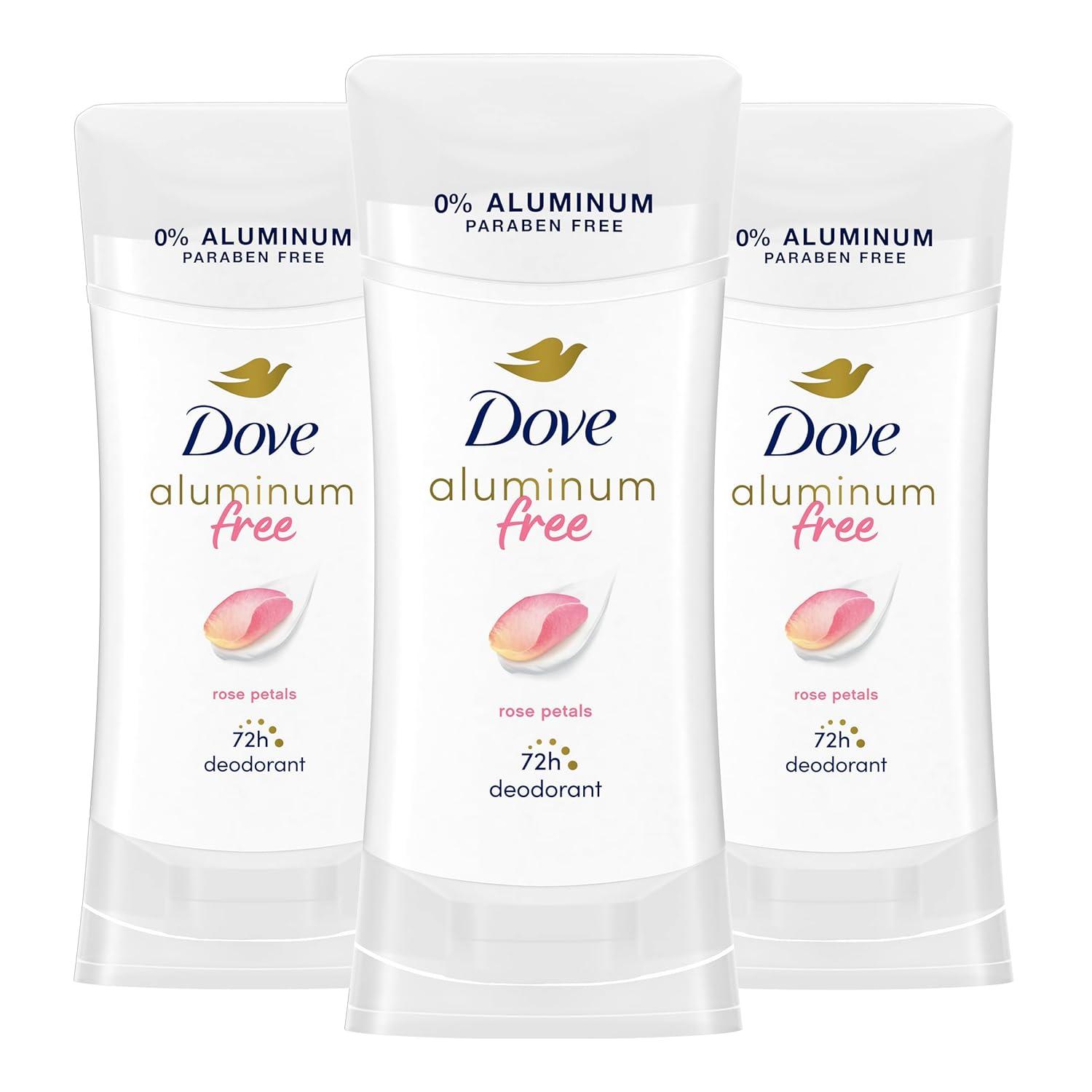 imageDove Aluminum Free Deodorant for Women 3 Count Shea Butter 72 hour odor protection 26 ozRose Petals