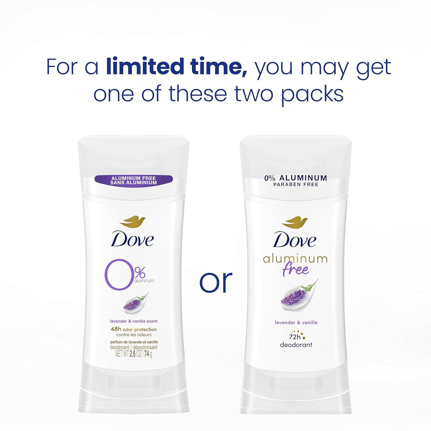 imageDove Aluminum Free Deodorant for Women 3 Count Shea Butter 72 hour odor protection 26 ozVanilla and Lavender