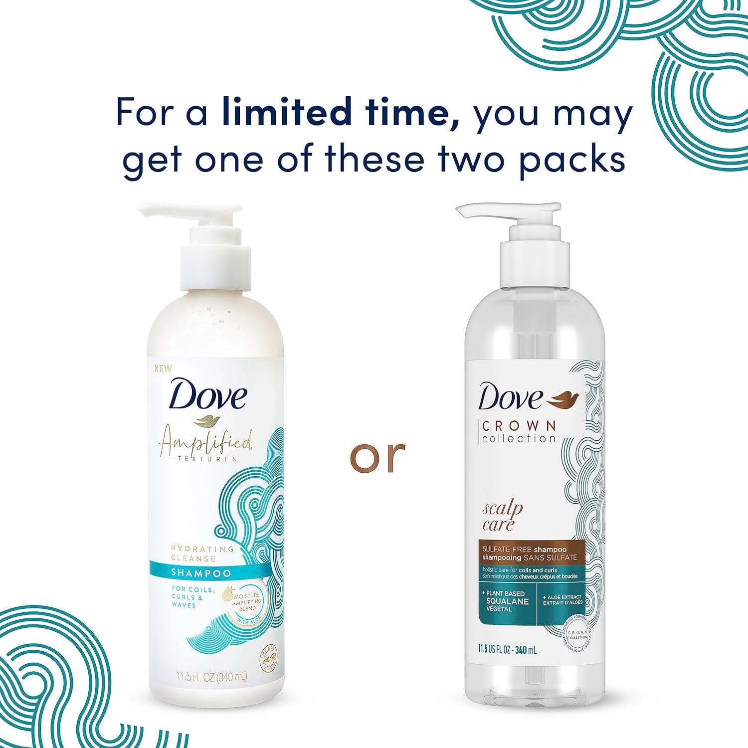 imageDove Amplified Textures Shampoo Conditioner LeaveIn Conditioner with Coconut Milk Aloe and Jojoba 3 Count for Coils Curls and Waves and Moisture Amplifying Hair Care Blend 115 oz