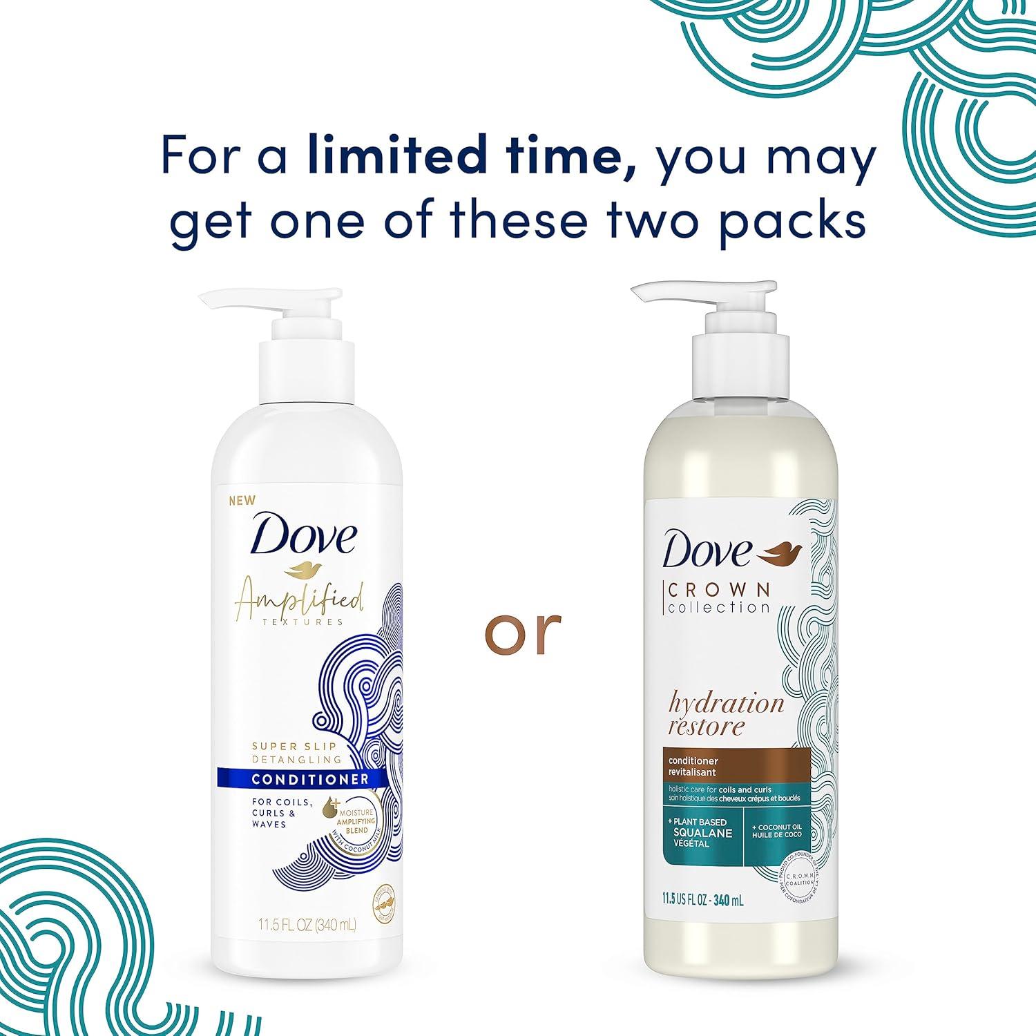 imageDove Amplified Textures Shampoo Conditioner LeaveIn Conditioner with Coconut Milk Aloe and Jojoba 3 Count for Coils Curls and Waves and Moisture Amplifying Hair Care Blend 115 oz