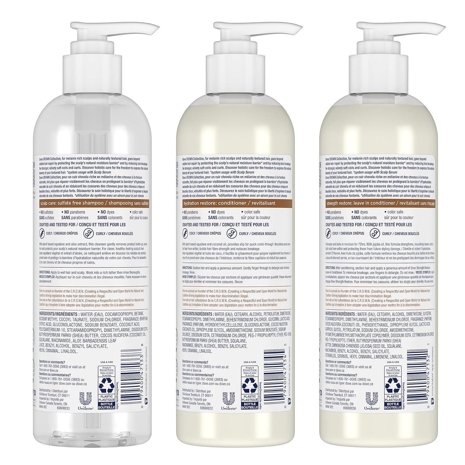 imageDove Amplified Textures Shampoo Conditioner LeaveIn Conditioner with Coconut Milk Aloe and Jojoba 3 Count for Coils Curls and Waves and Moisture Amplifying Hair Care Blend 115 oz