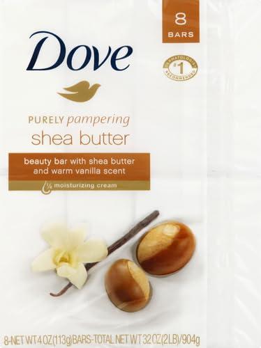 imageDove Beauty Bar Soap Shea Butter 8 Bars for Nourished Radiant Skin Enriches Skin 375 oz375 Ounce Pack of 72
