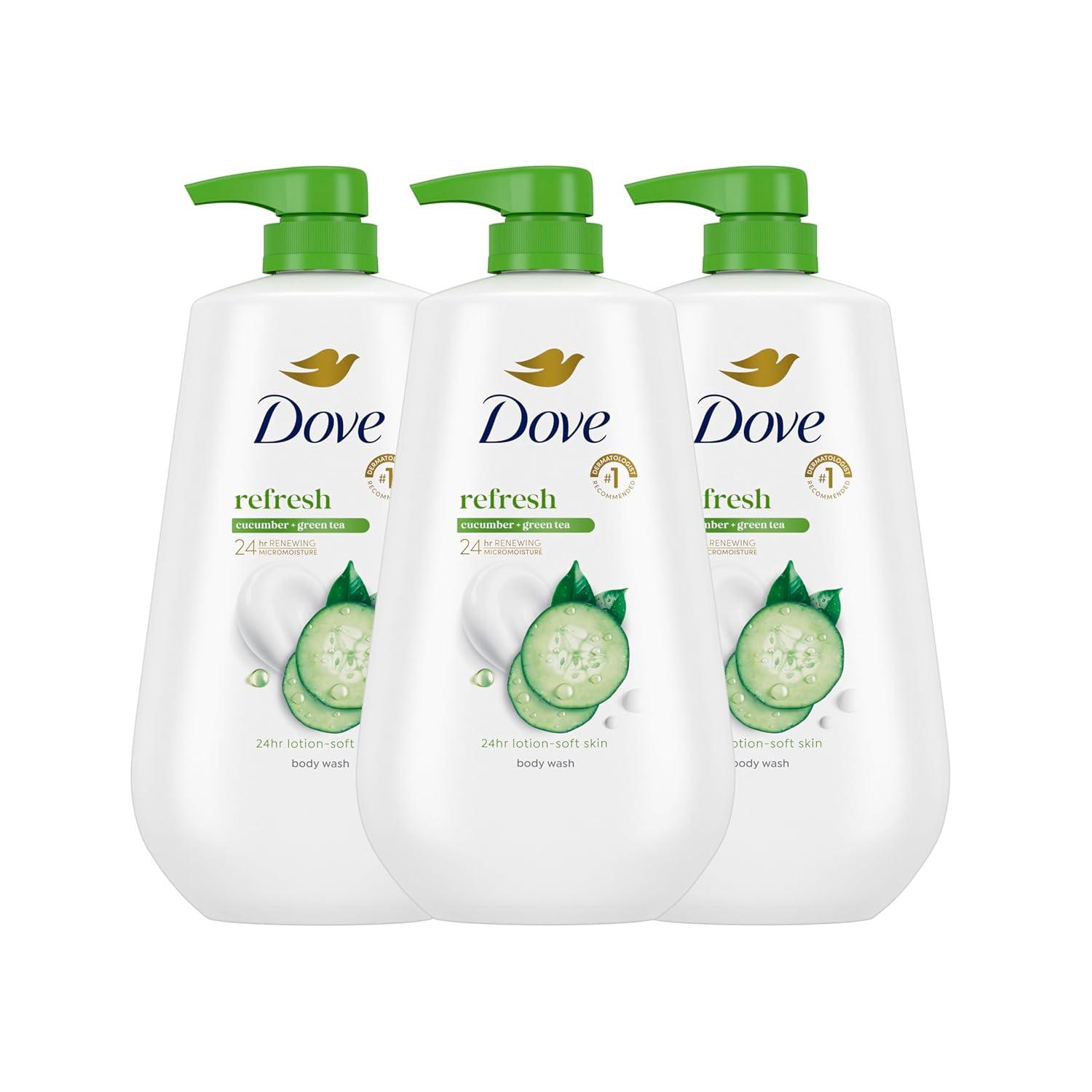 imageDove Body Wash 24 Count Refreshing Cucumber and Green Tea Refreshes Skin Cleanser That Effectively Washes Away Bacteria While Nourishing Your 3 ozCucumber Green Tea
