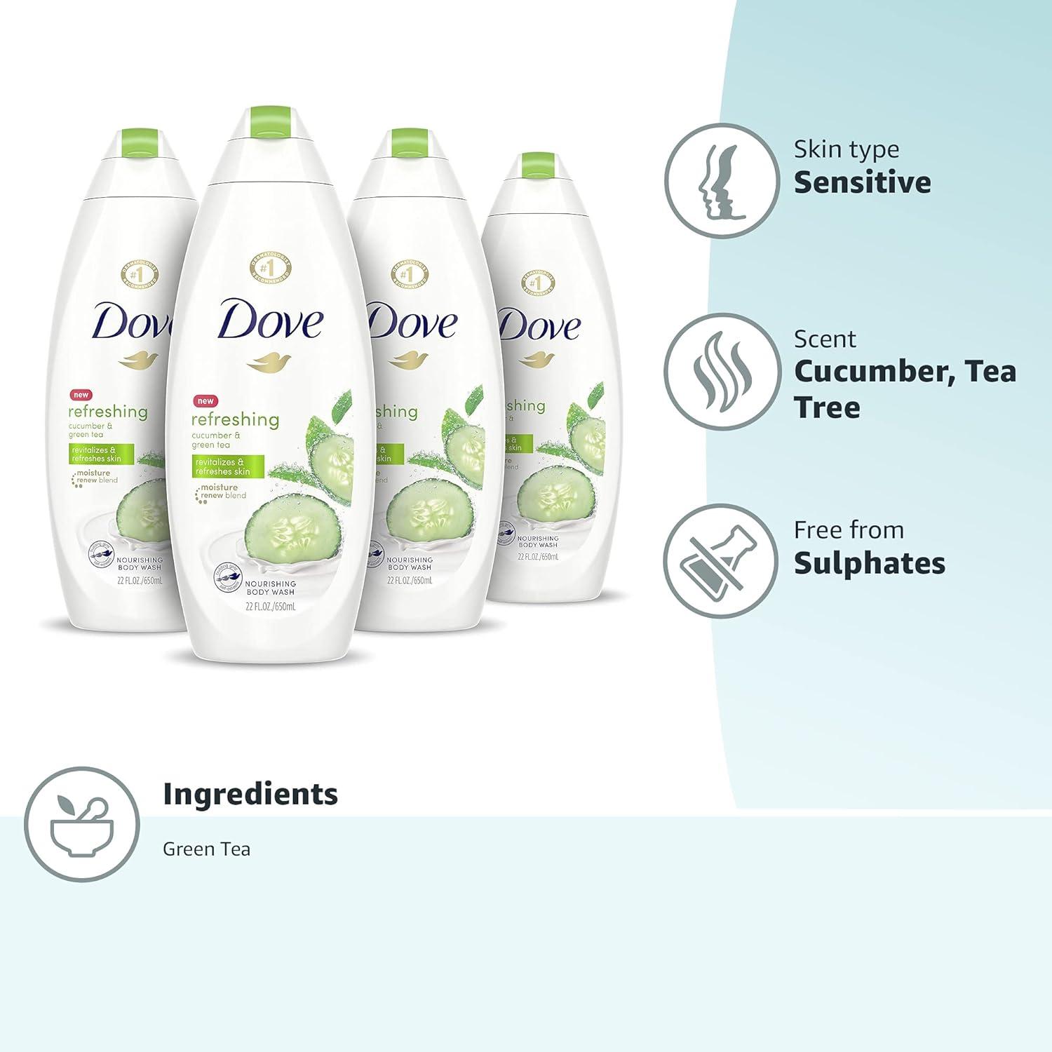 imageDove Body Wash 24 Count Refreshing Cucumber and Green Tea Refreshes Skin Cleanser That Effectively Washes Away Bacteria While Nourishing Your 3 ozCucumber Green Tea