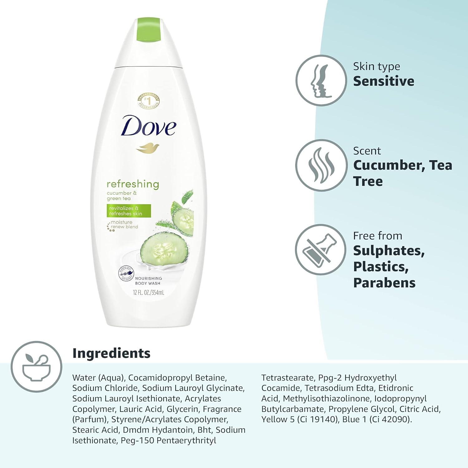 imageDove Body Wash 24 Count Refreshing Cucumber and Green Tea Refreshes Skin Cleanser That Effectively Washes Away Bacteria While Nourishing Your 3 ozCucumber Green Tea