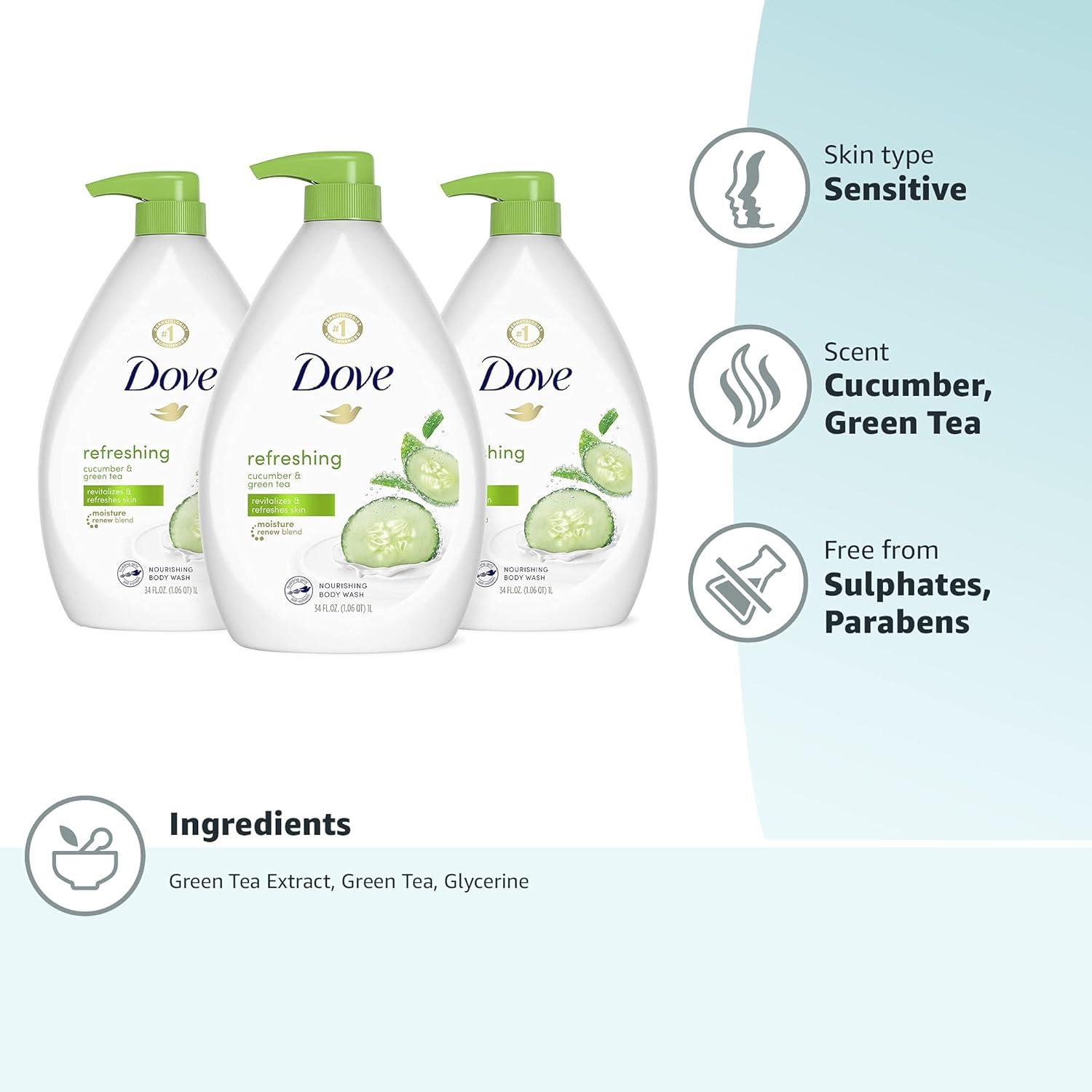 imageDove Body Wash 24 Count Refreshing Cucumber and Green Tea Refreshes Skin Cleanser That Effectively Washes Away Bacteria While Nourishing Your 3 ozCucumber Green Tea