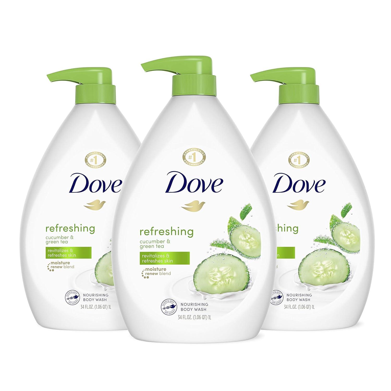 imageDove Body Wash 24 Count Refreshing Cucumber and Green Tea Refreshes Skin Cleanser That Effectively Washes Away Bacteria While Nourishing Your 3 ozCucumber Green Tea