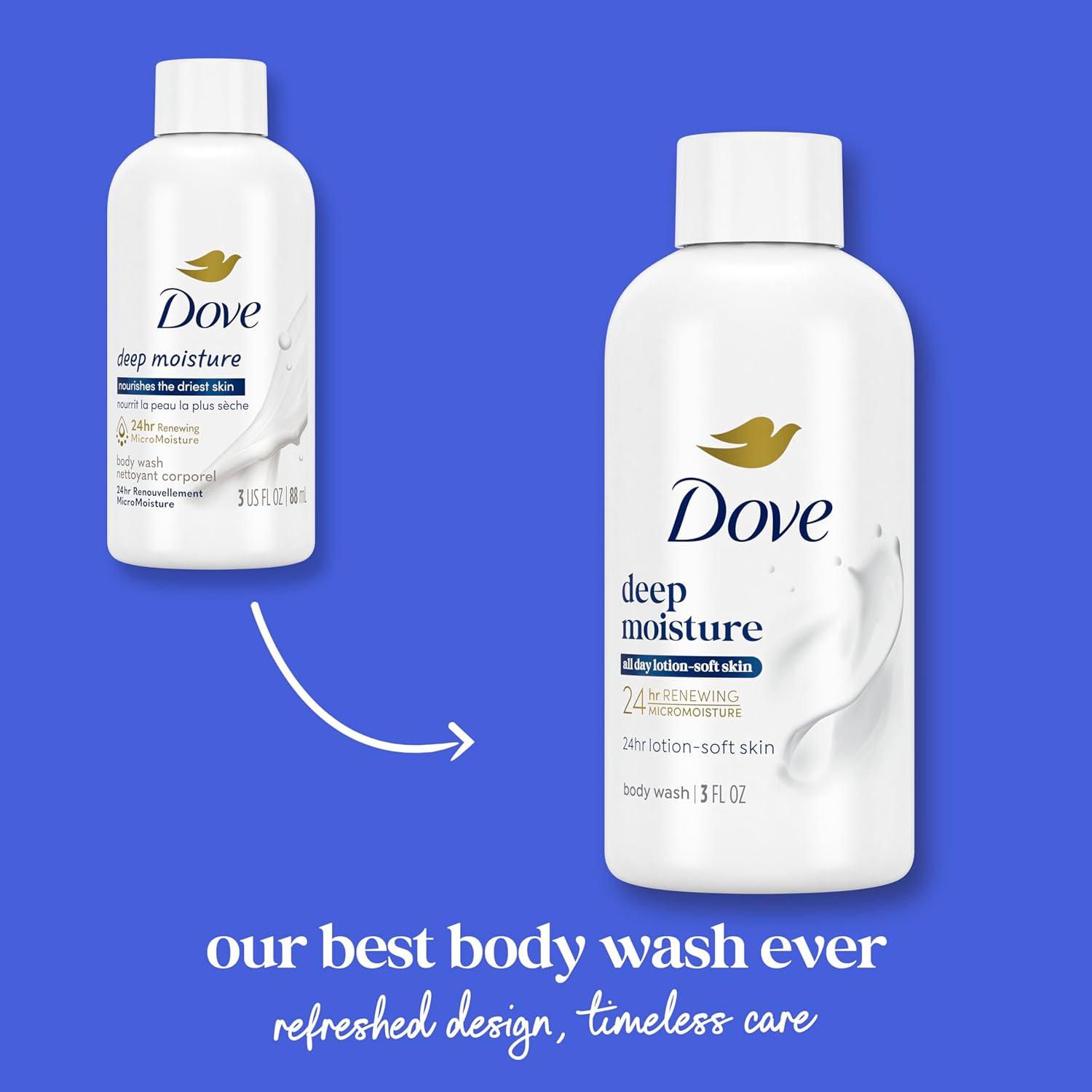 imageDove Body Wash Deep Moisture for 24hr LotionSoft Skin Moisturizing Skin Cleanser with No Sulfates No Parabens 3 ozscented
