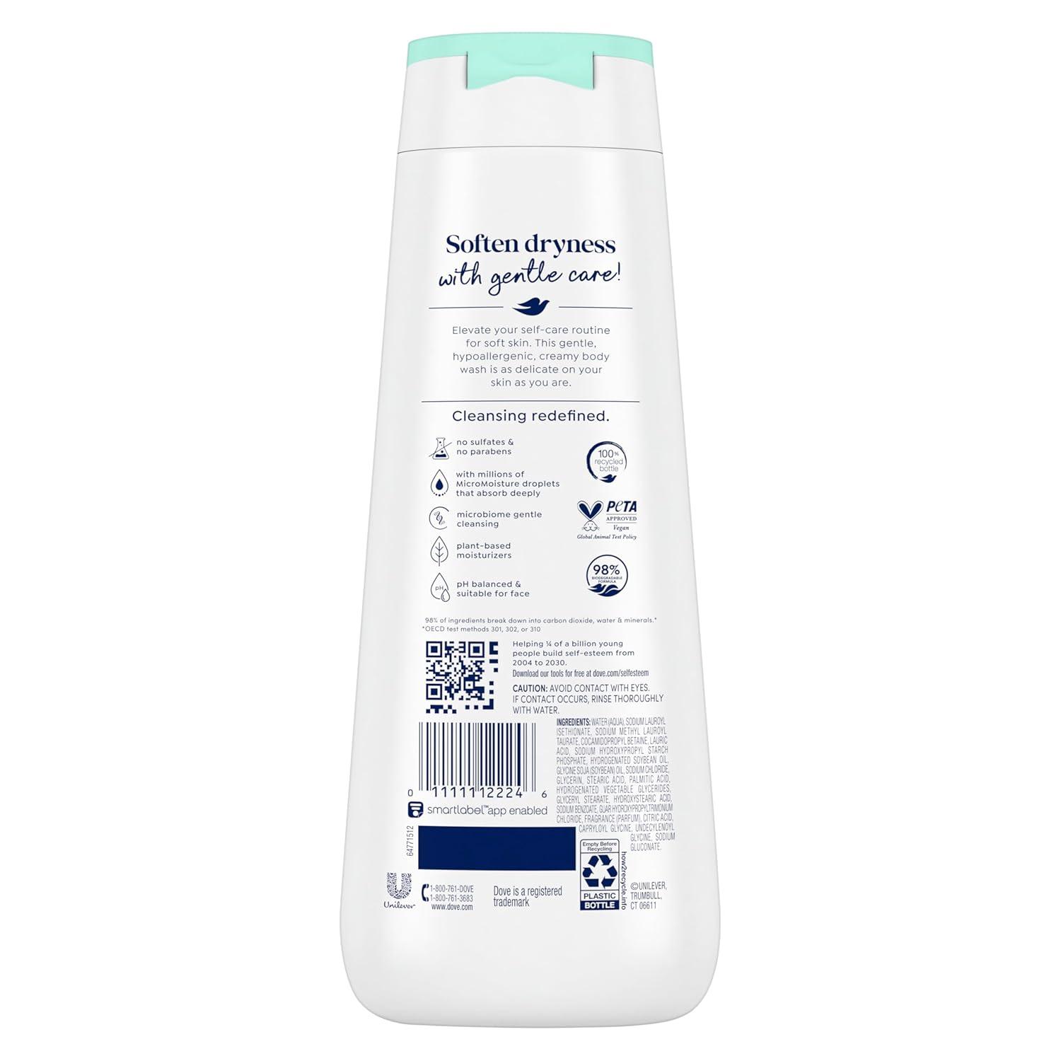 imageDove Body Wash with Pump Sensitive Skin For 24hr LotionSoft Skin Moisturizing Skin Cleanser Gentle Hypoallergenic Formula with No Sulfates No Parabens 306 ozFragranced