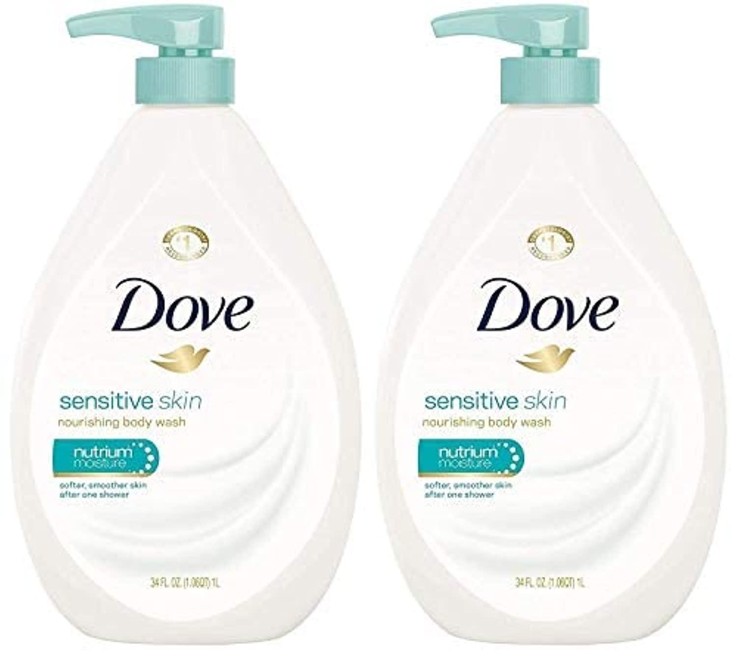 imageDove Body Wash with Pump Sensitive Skin For 24hr LotionSoft Skin Moisturizing Skin Cleanser Gentle Hypoallergenic Formula with No Sulfates No Parabens 306 ozUnscented