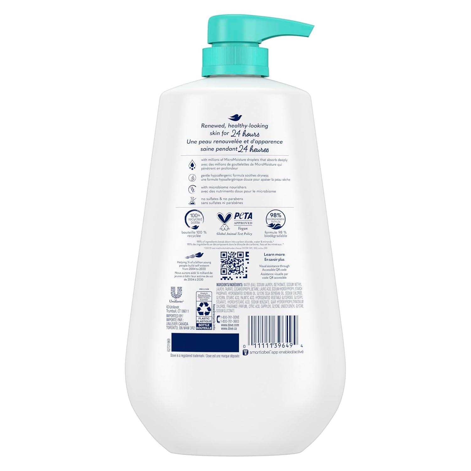 imageDove Body Wash with Pump Sensitive Skin For 24hr LotionSoft Skin Moisturizing Skin Cleanser Gentle Hypoallergenic Formula with No Sulfates No Parabens 306 ozUnscented
