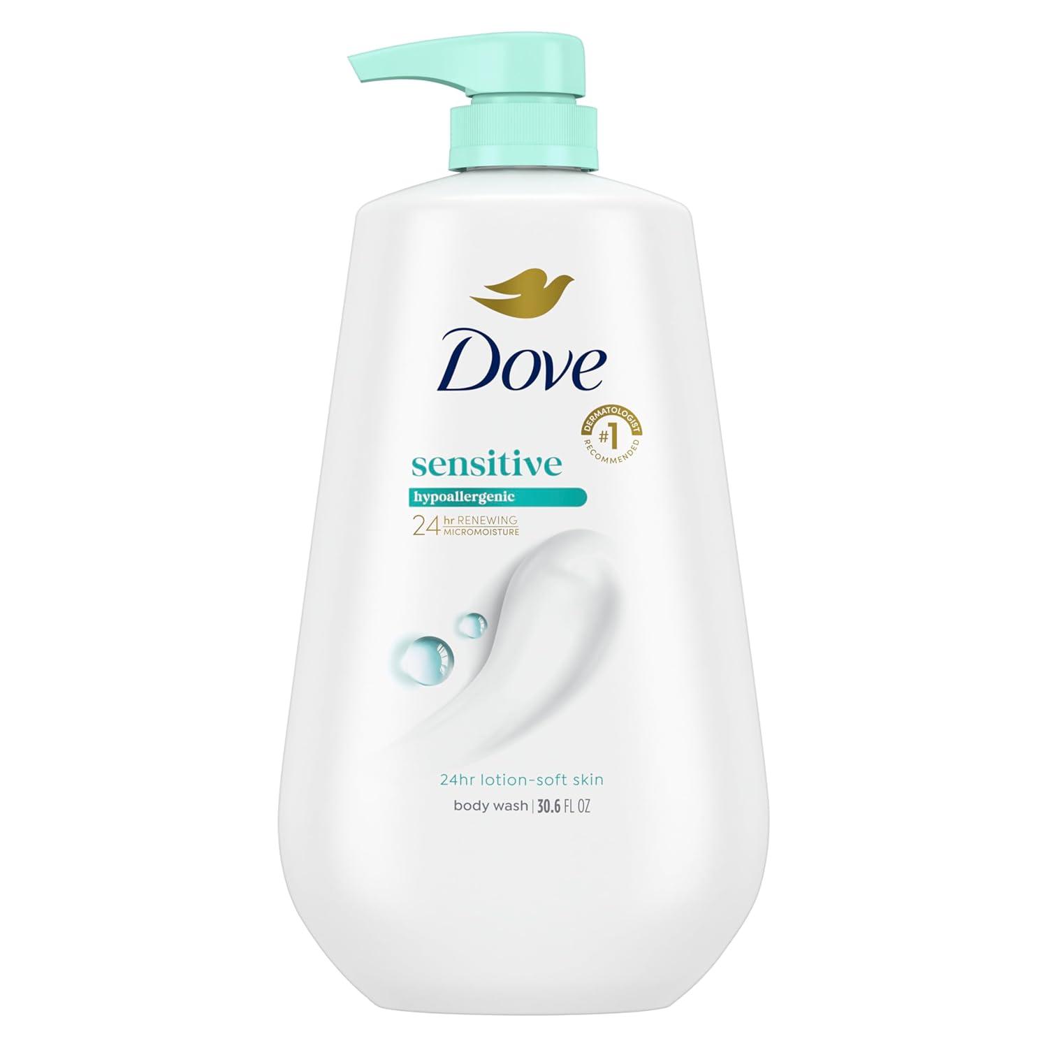 imageDove Body Wash with Pump Sensitive Skin For 24hr LotionSoft Skin Moisturizing Skin Cleanser Gentle Hypoallergenic Formula with No Sulfates No Parabens 306 ozFragranced