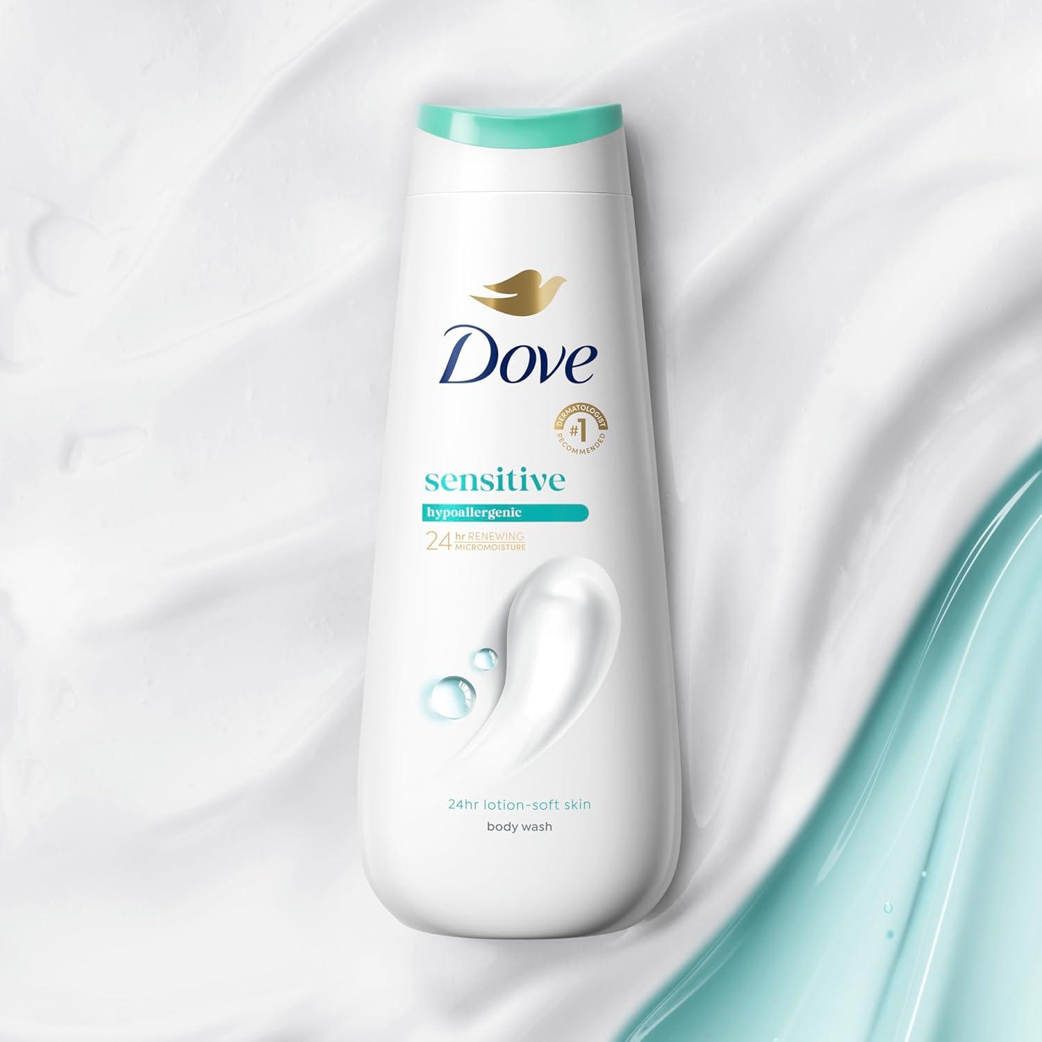 imageDove Body Wash with Pump Sensitive Skin For 24hr LotionSoft Skin Moisturizing Skin Cleanser Gentle Hypoallergenic Formula with No Sulfates No Parabens 306 ozFragranced
