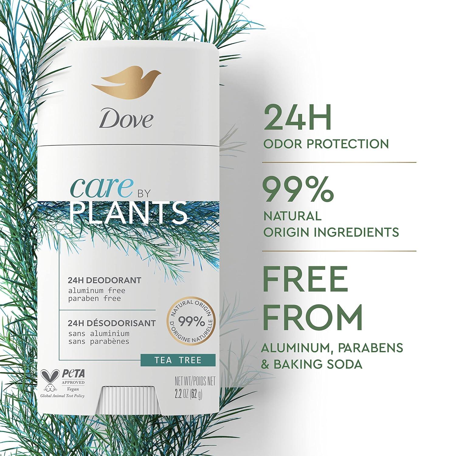 imageDove Care by Plants Deodorant Stick for longlasting deodorant protection Tea Tree aluminum free deodorant 26 oz 3 Count